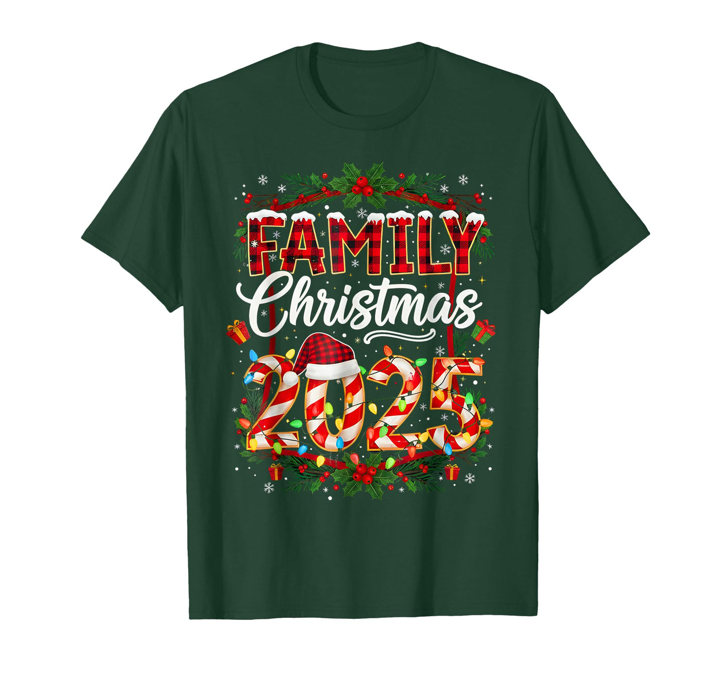 Family Christmas 2025 Xmas Lights Santa Pajamas Holiday T-Shirt