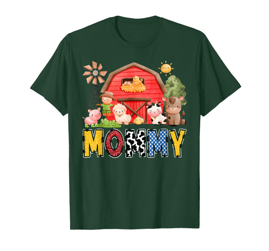 Mommy Red Farm Cow Birthday Boy Matching Family Party T-Shirt
