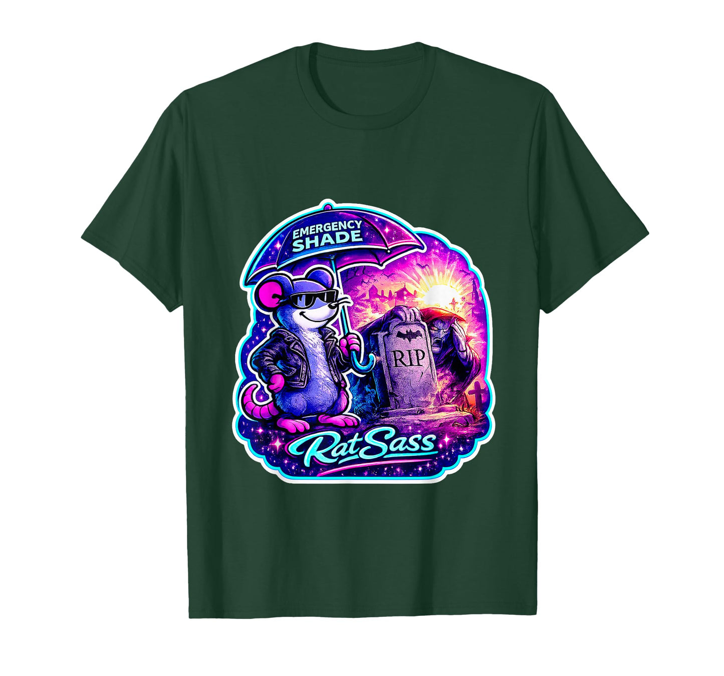 Emergency Shade Funny Spooky Graveyard Sarcasm Design T-Shirt
