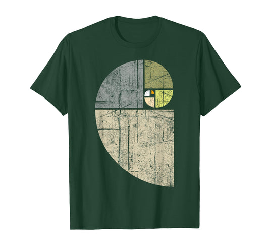 Fibonacci Spiral Distressed Geometric Sequence Vintage Art T-Shirt