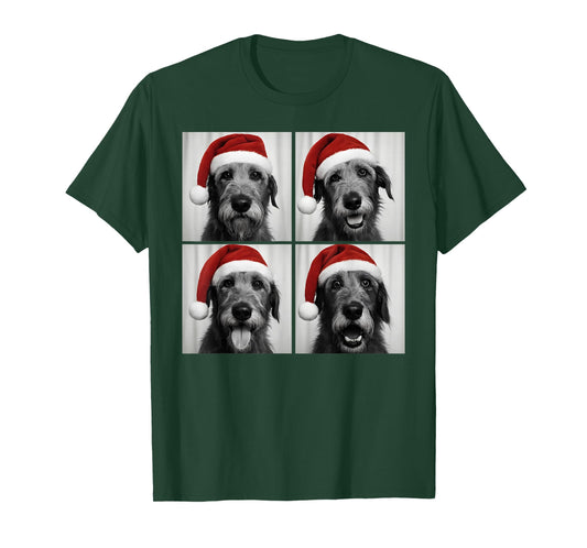 Funny Christmas Irish Wolfhound Santa Dog Lover Photo Booth T-Shirt