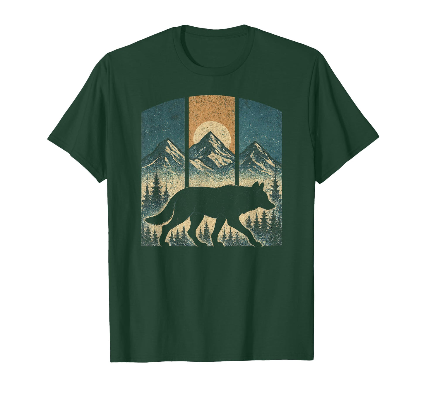 Vintage Wolf Graphic Tee Mountains Nature Men Women Retro T-Shirt