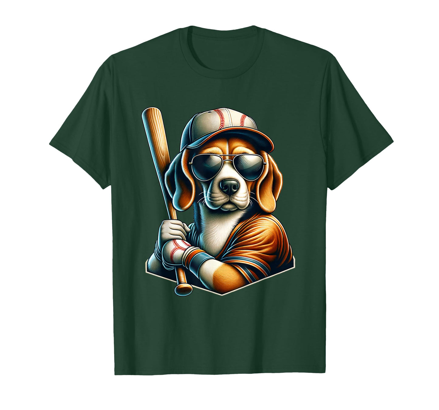 Funny Beagle Baseball Dog Lovers Sports Player Design Tee T-Shirt