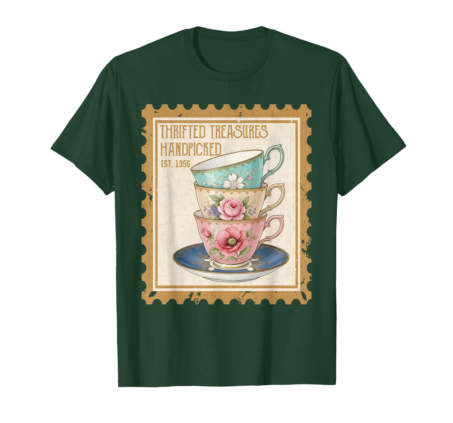 Thrifted Teascure Handpicked, Grandma Core Thrifting Stamp T-Shirt