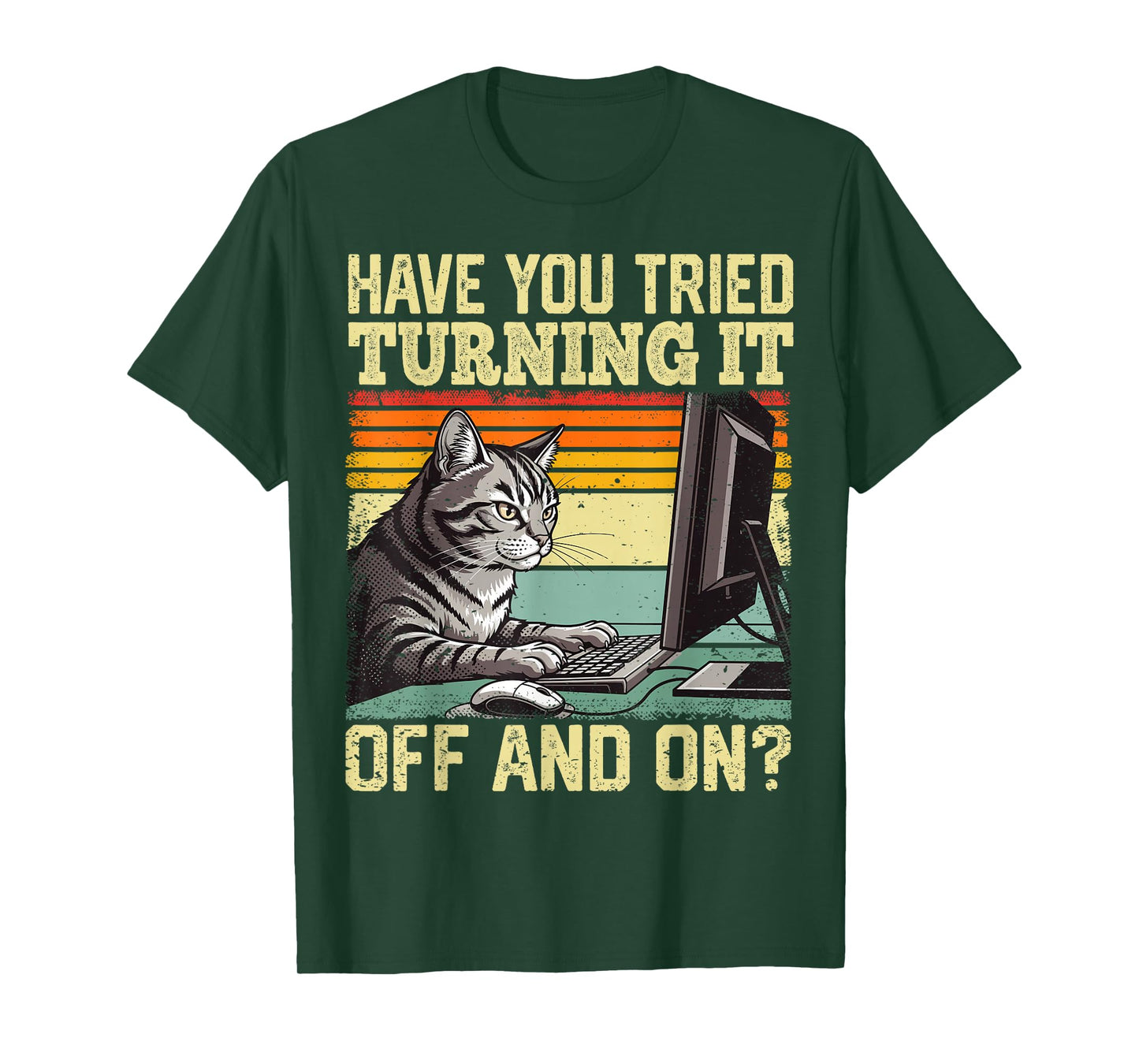 Cat Tech Engineer Support Humor Tech Computer IT Guy T-Shirt