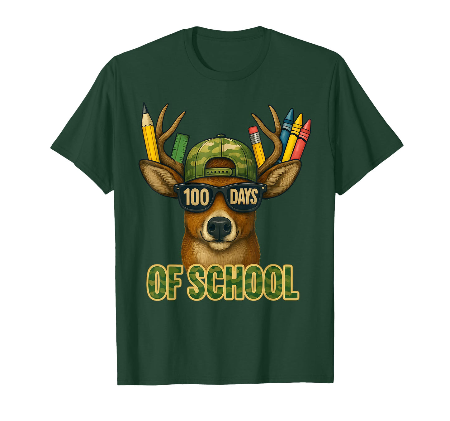 100 Days of School Deer Hunting Deer Camo Hunter T-Shirt