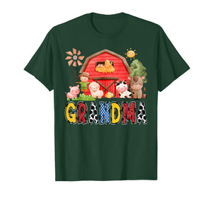 Grandma Red Farm Cow Birthday Boy Matching Family Party T-Shirt