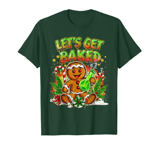 Let’s Get Baked Funny Gingerbread Christmas Design T-Shirt