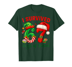I Survived 67 Days of School Christmas Candy Cane Six Seven T-Shirt