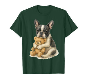 Cute French Bulldog AKA Frenchie Hugs Teddy Bear T-Shirt