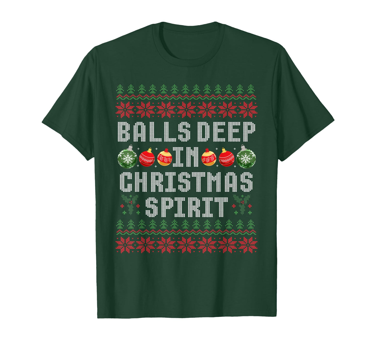 Balls Deep in The Christmas Spirit Couple Matching Christmas T-Shirt