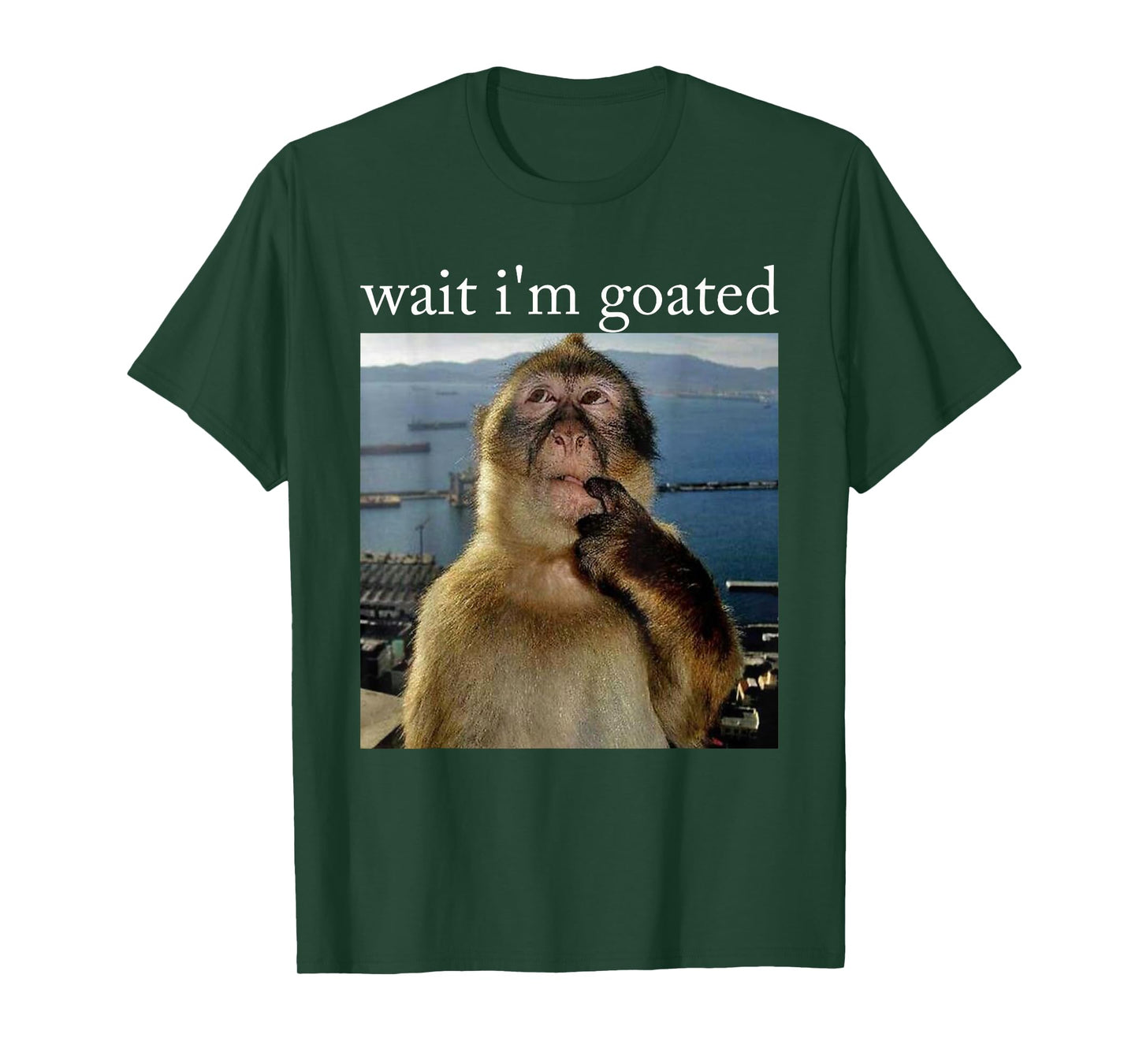 Wait I'm Goated Funny Thinking Monkey Meme Brainrot Gifts T-Shirt