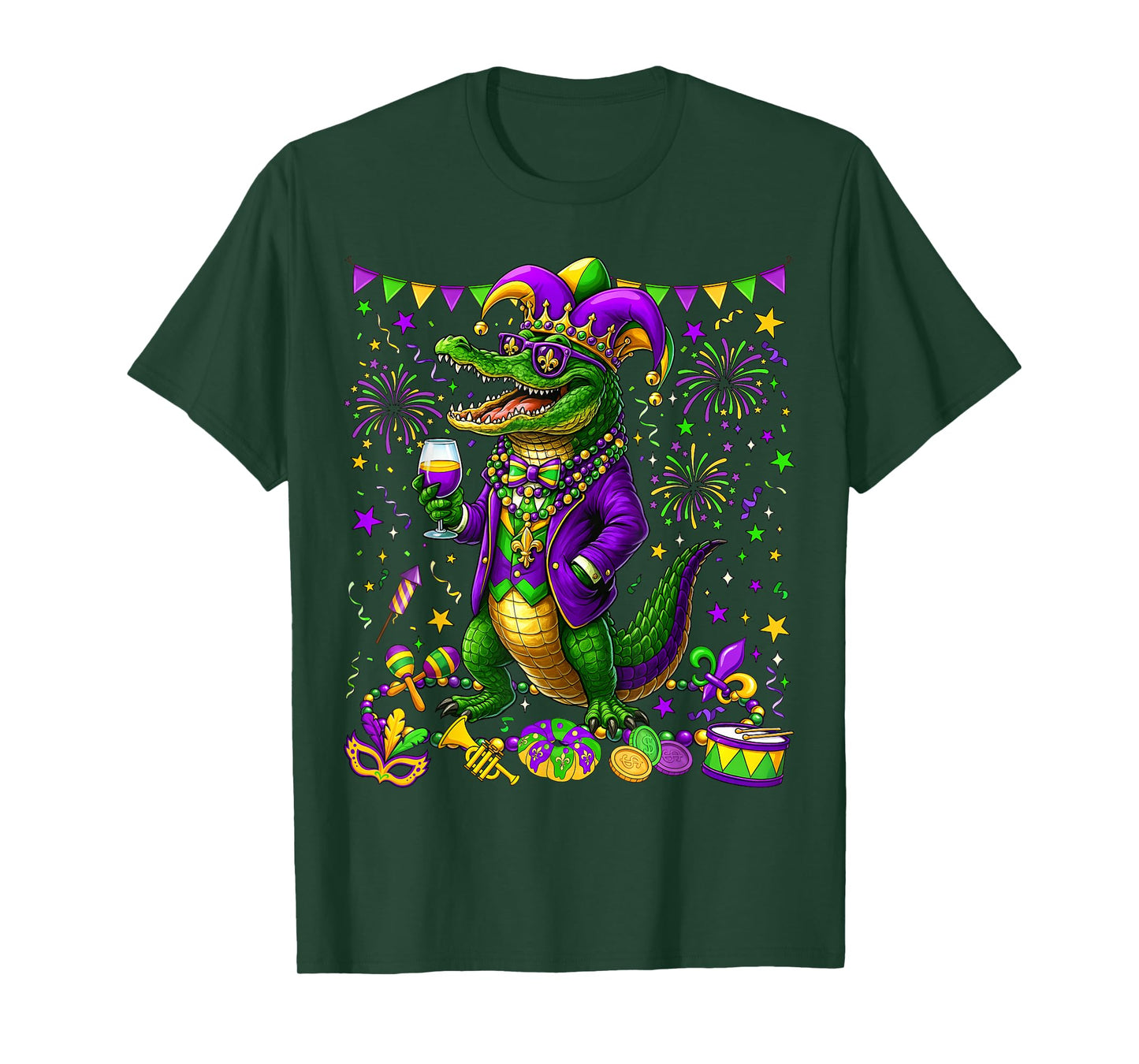 Mardigator Mardi Gras Alligator Costume Men Women Mardi Gras T-Shirt
