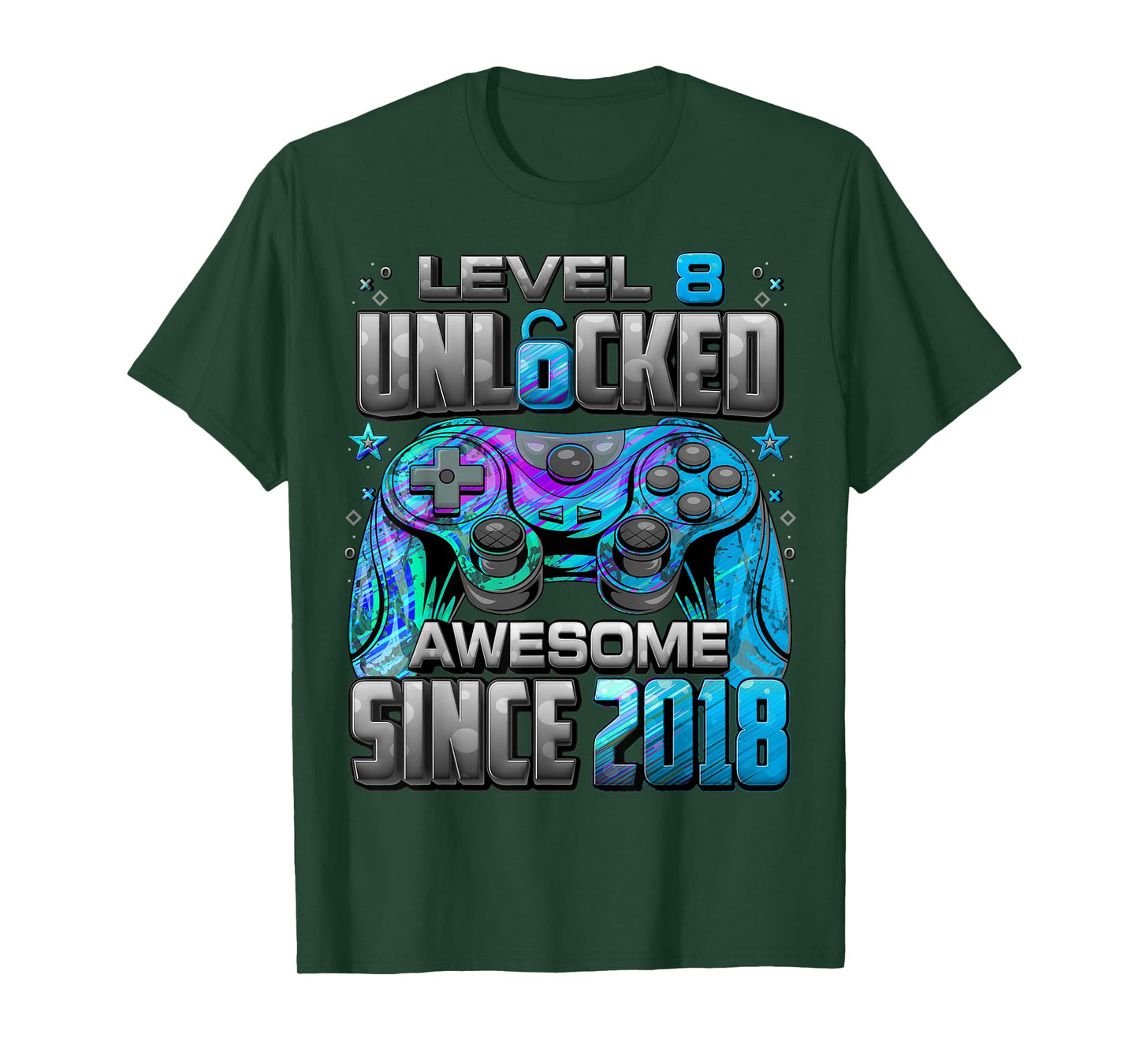 Level 8 Unlocked Awesome Since 2018 8th Birthday Gaming T-Shirt