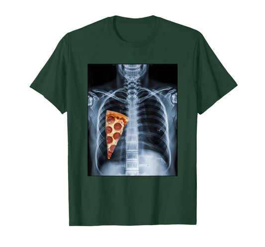 Rib Cage X-Ray Pizza Slice Funny Food Humor Anatomy T-Shirt