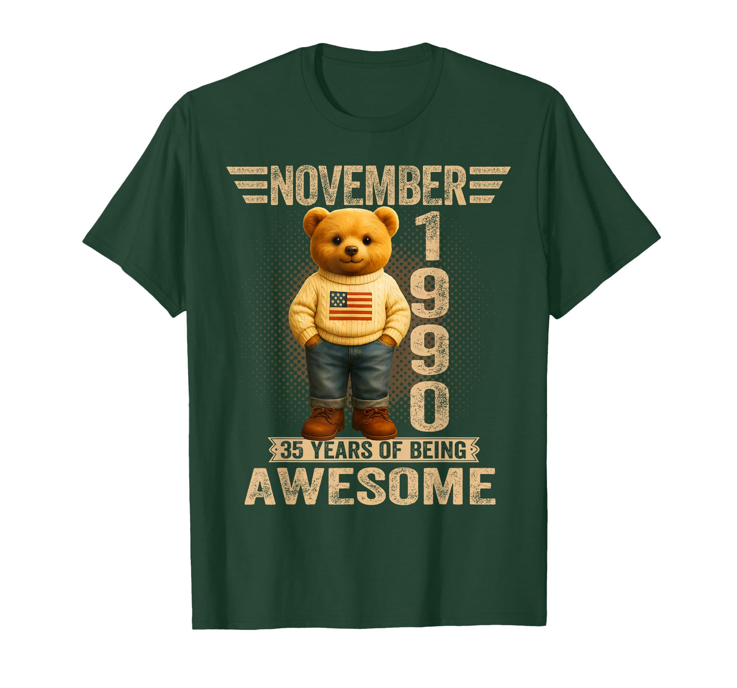 35 Year Old November 1990 Teddy Bear 35th Birthday Men Women T-Shirt
