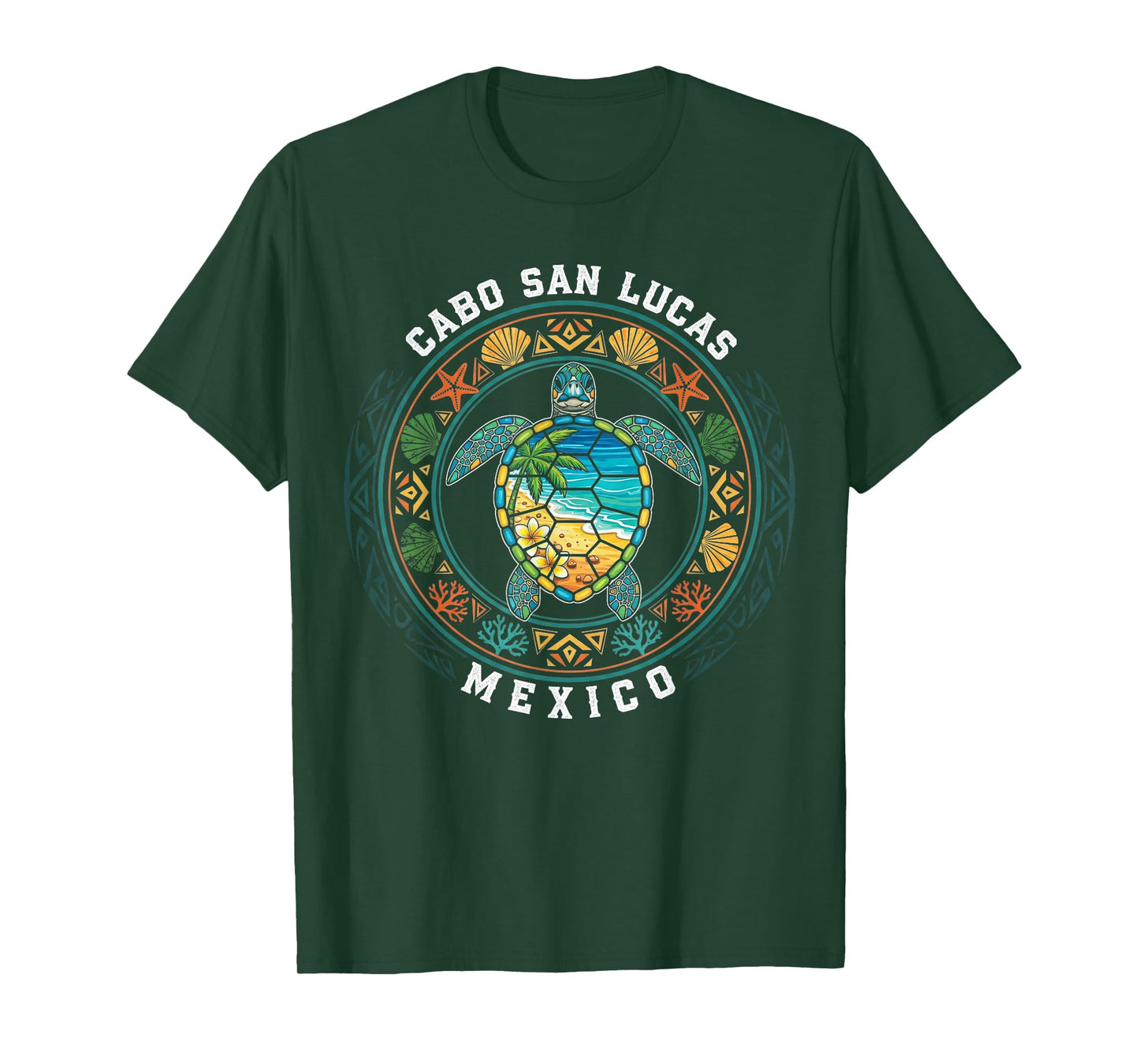 Cabo San Lucas Mexico Sea Turtle Tribal Beach Tropical Ocean T-Shirt