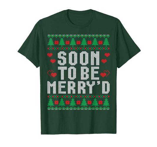Soon to Be Merry'd Engaged Couple Christmas Newlyweds Xmas T-Shirt