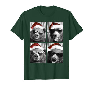 Funny Christmas Bears with Sunglasses Santa Hat Festive Meme T-Shirt