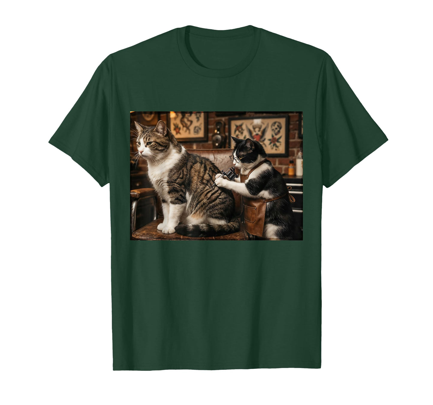 Cat Tattooing Cat Funny Meme Inked Kitty Humor Tattoo Artist T-Shirt