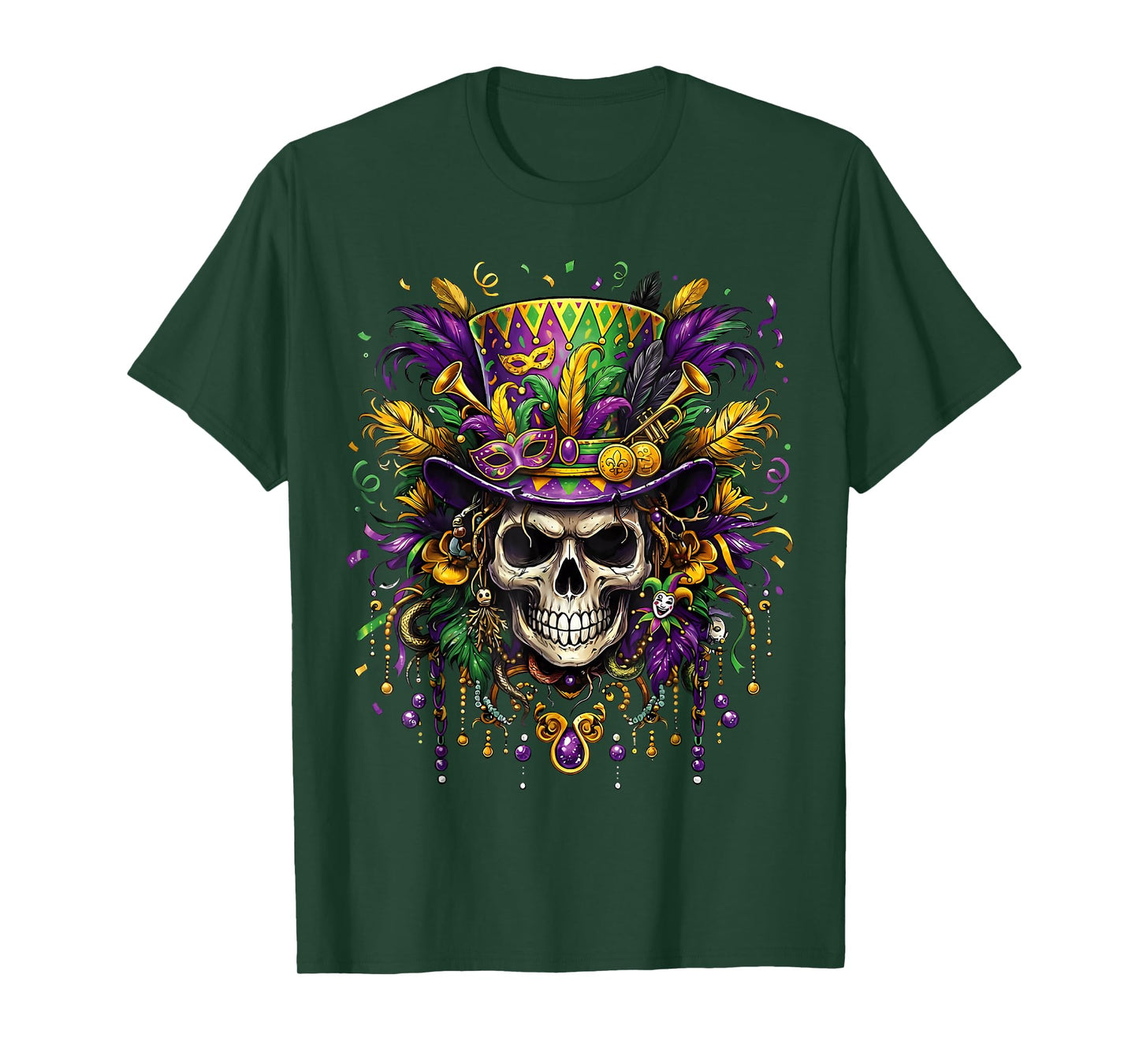 Skull Mardi Gras Men Women Kids Carnival New Orleans Parade T-Shirt