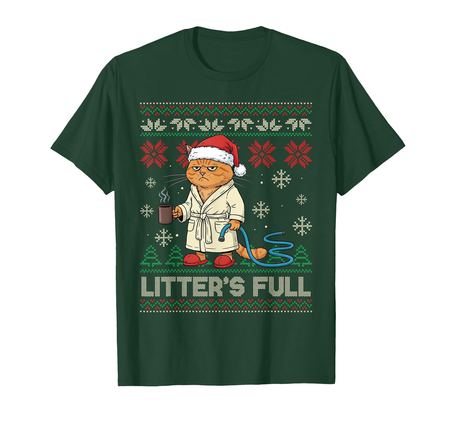 Litter’s Full Funny Cat Lovers Ugly Christmas Sweater T-Shirt