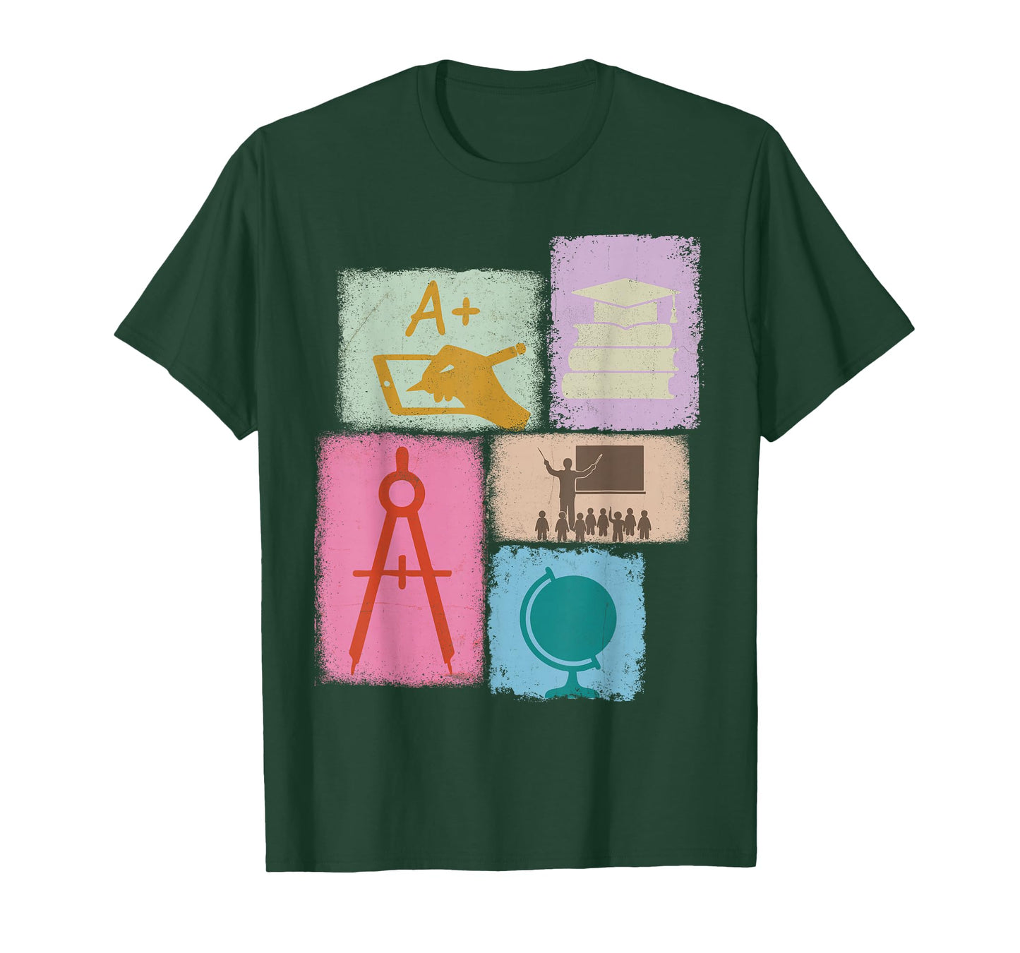 Teacher Vintage Collage School Teaching Women Educator T-Shirt