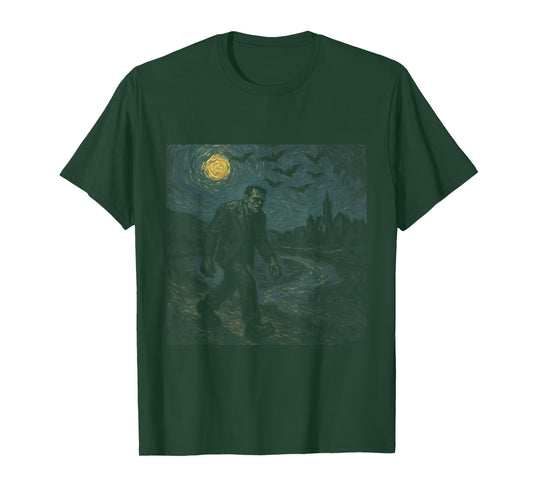 Frankenstein Starry Night - Funny Van Gogh Halloween T-Shirt