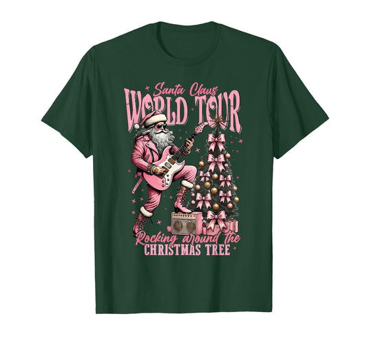 Santa Claus World Tour Rocking Around The Christmas Tree T-Shirt