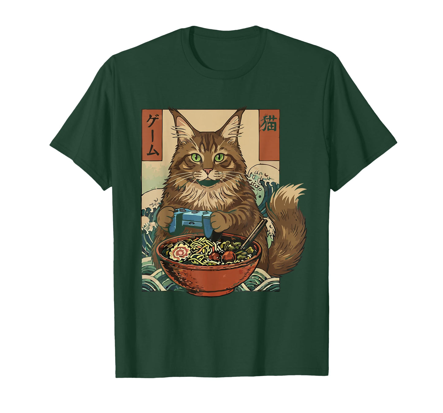 Cute Kawaii Gamer Cat Funny Ramen Retro Japanese Cat Gaming T-Shirt