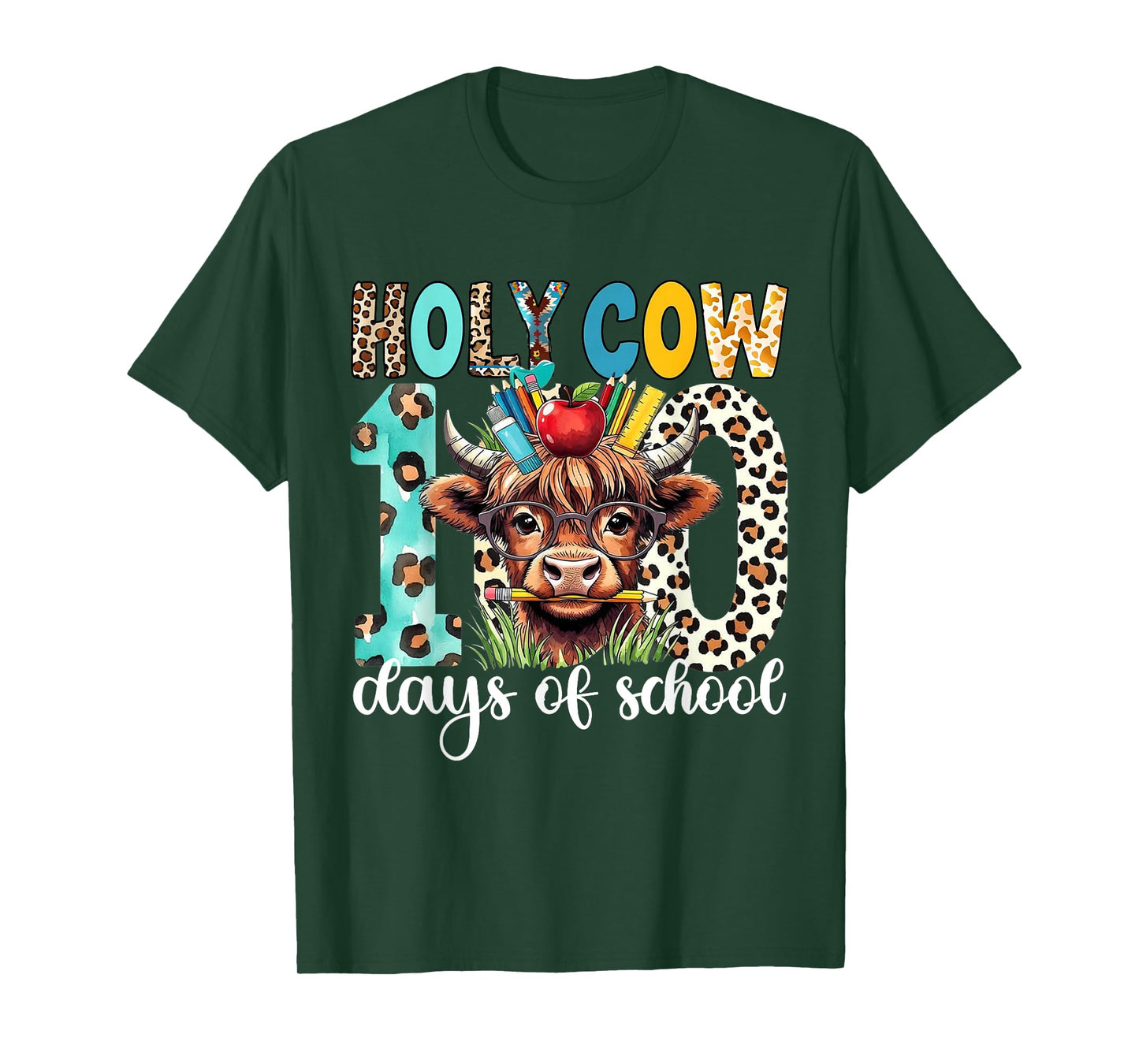 Holy Cow 100 Days of School Teachers Boys Girls Cow Lovers T-Shirt