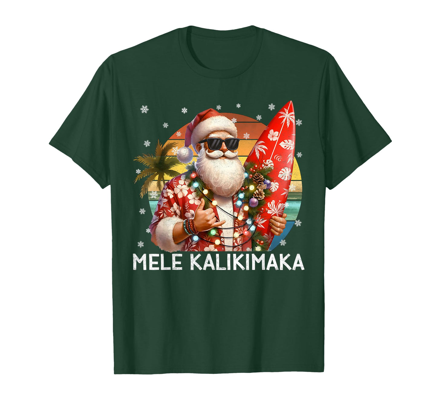 Mele Kalikimaka Retro Santa Rock On Pjs Christmas Xmas Men T-Shirt