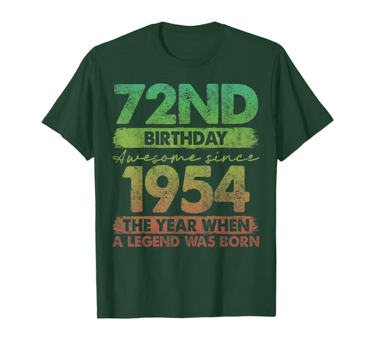 72 Year Old Gifts Vintage 1954 Limited Edition 72nd Birthday T-Shirt