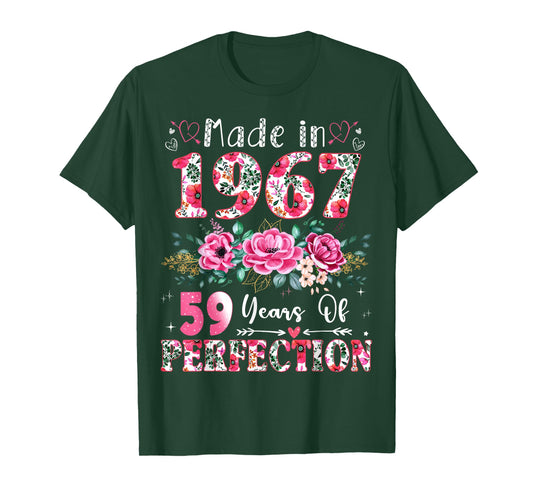 59 Year Old Made in 1967 Floral 59th Birthday Women T-Shirt