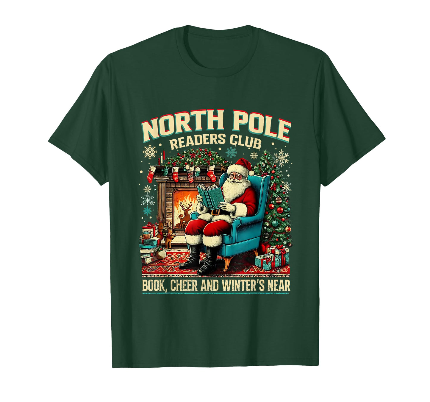North Pole Readers Club Cozy Book Lover Design T-Shirt