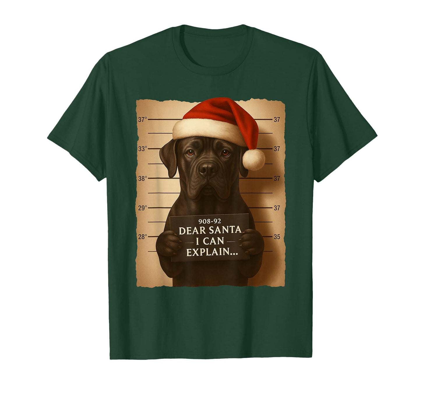 Funny Christmas Dog - Cute Cane Corso Santa Hat Tee T-Shirt