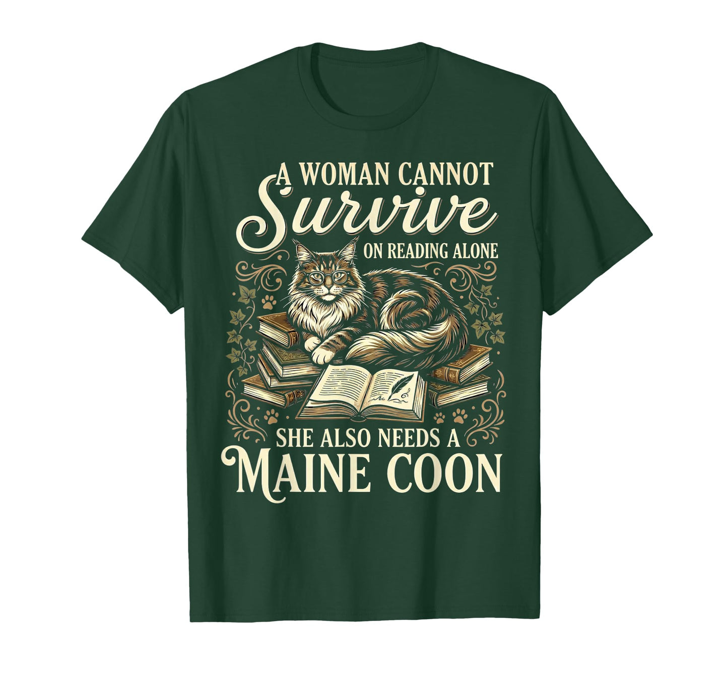 Funny Maine Coon Mom Book Lover Reading Cat Bookworm T-Shirt