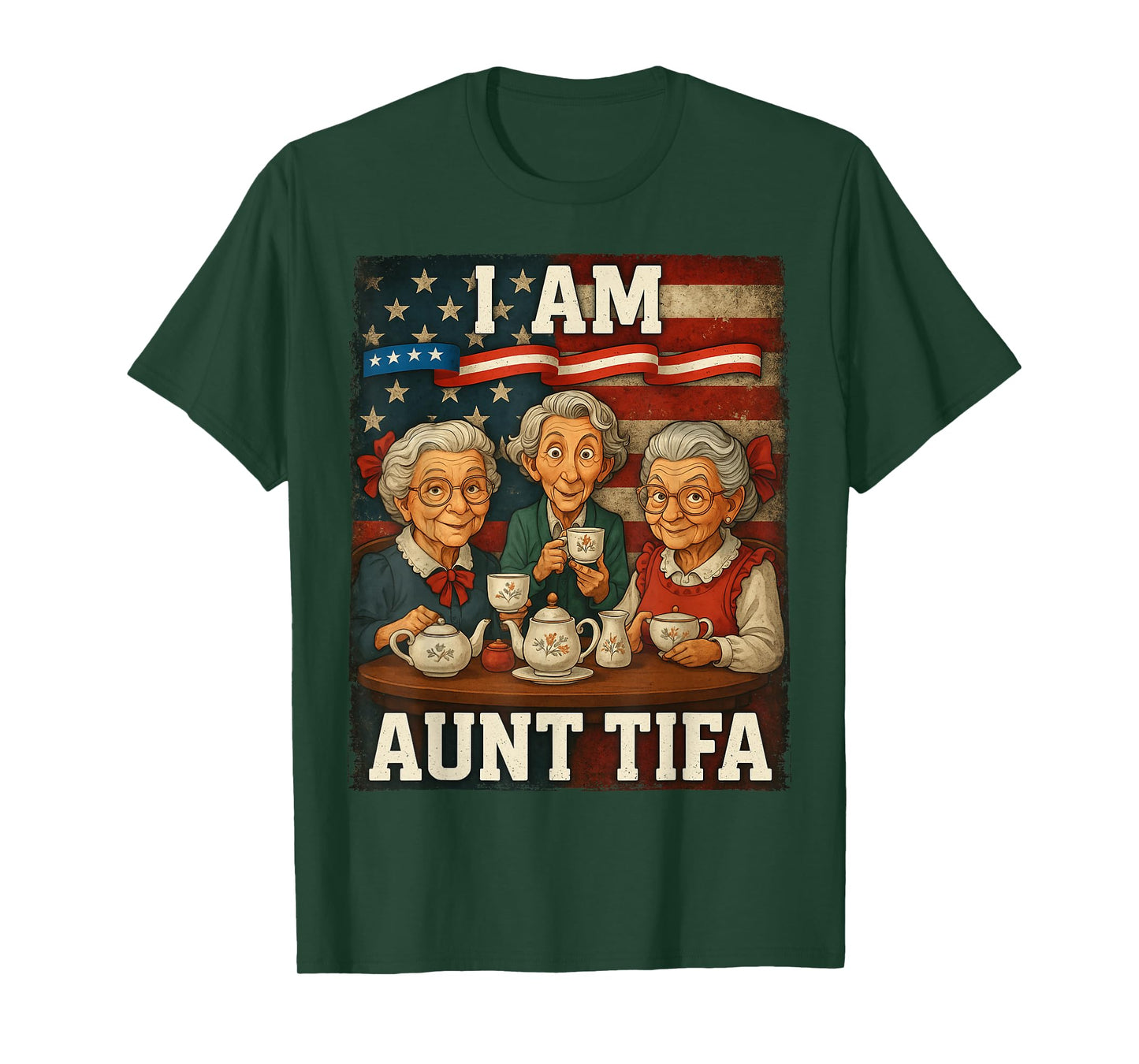HUGvyn Aunt Tifa American Flag Funny I Am Aunt Tifa American T-Shirt