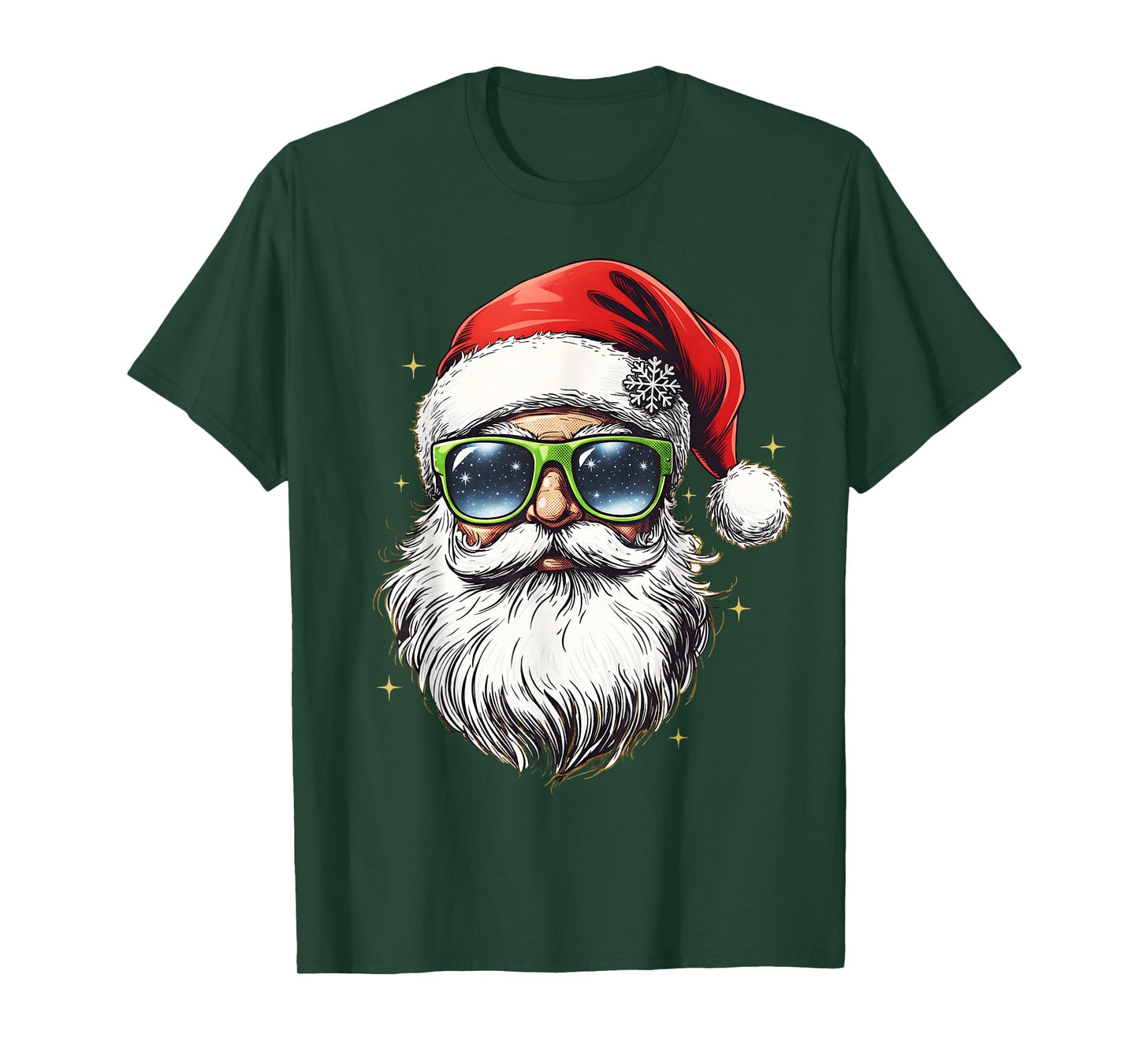 Retro Cool Santa Claus Face Sunglasses Christmas Men Boys T-Shirt