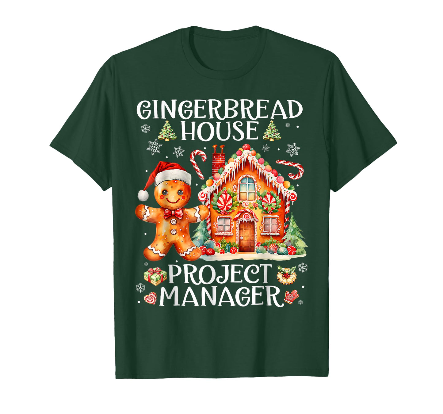 Gingerbread House Project Manager Decorating Baking Xmas T-Shirt