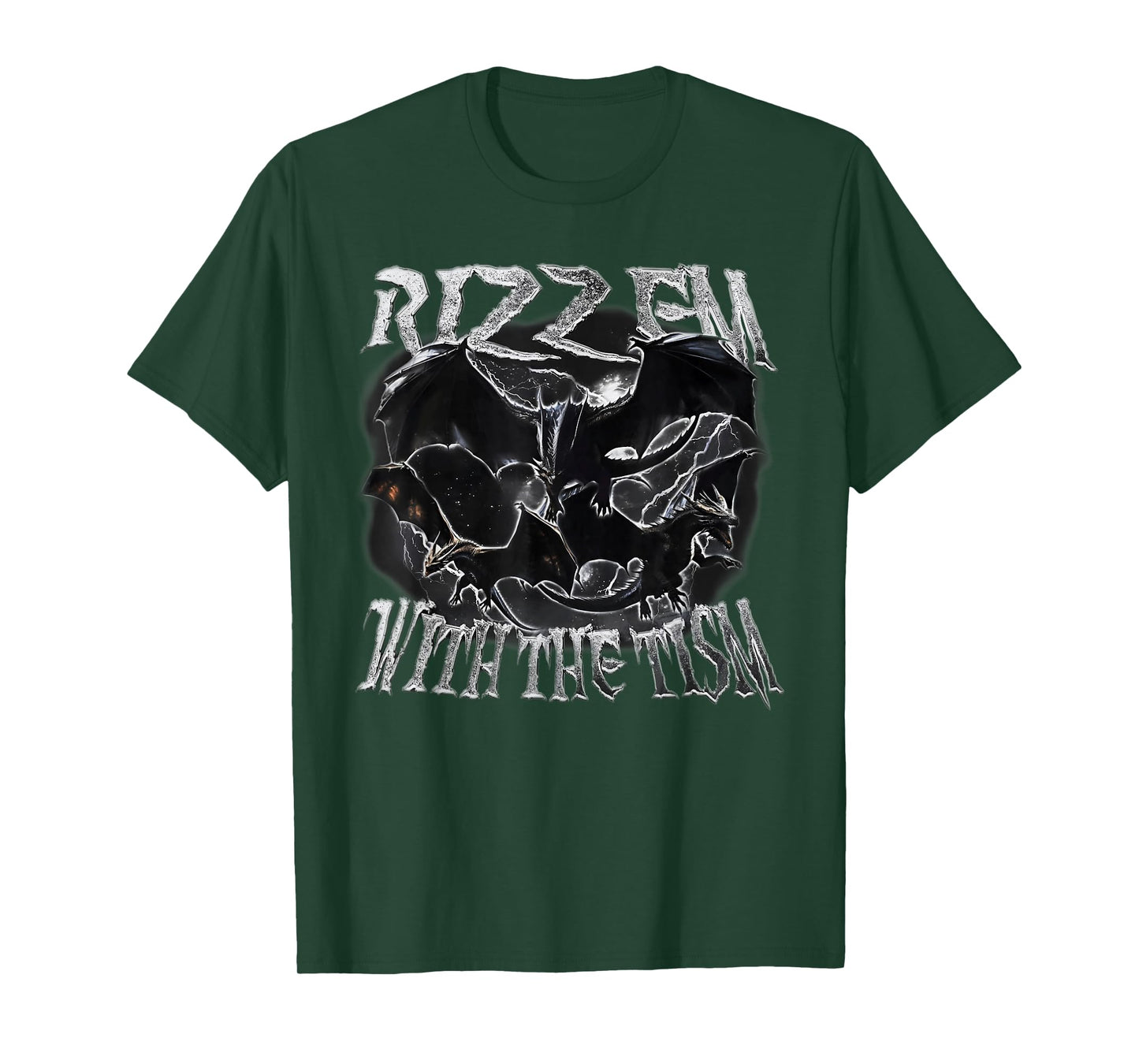 Autism Awareness Rizz Em with The Tism Meme Autistic Dragon T-Shirt