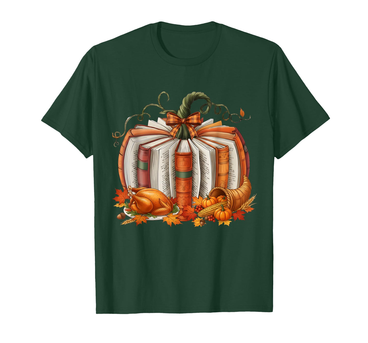 Thanksgiving Book Pumpkin Reading Teachers Fall Lovers Boys T-Shirt