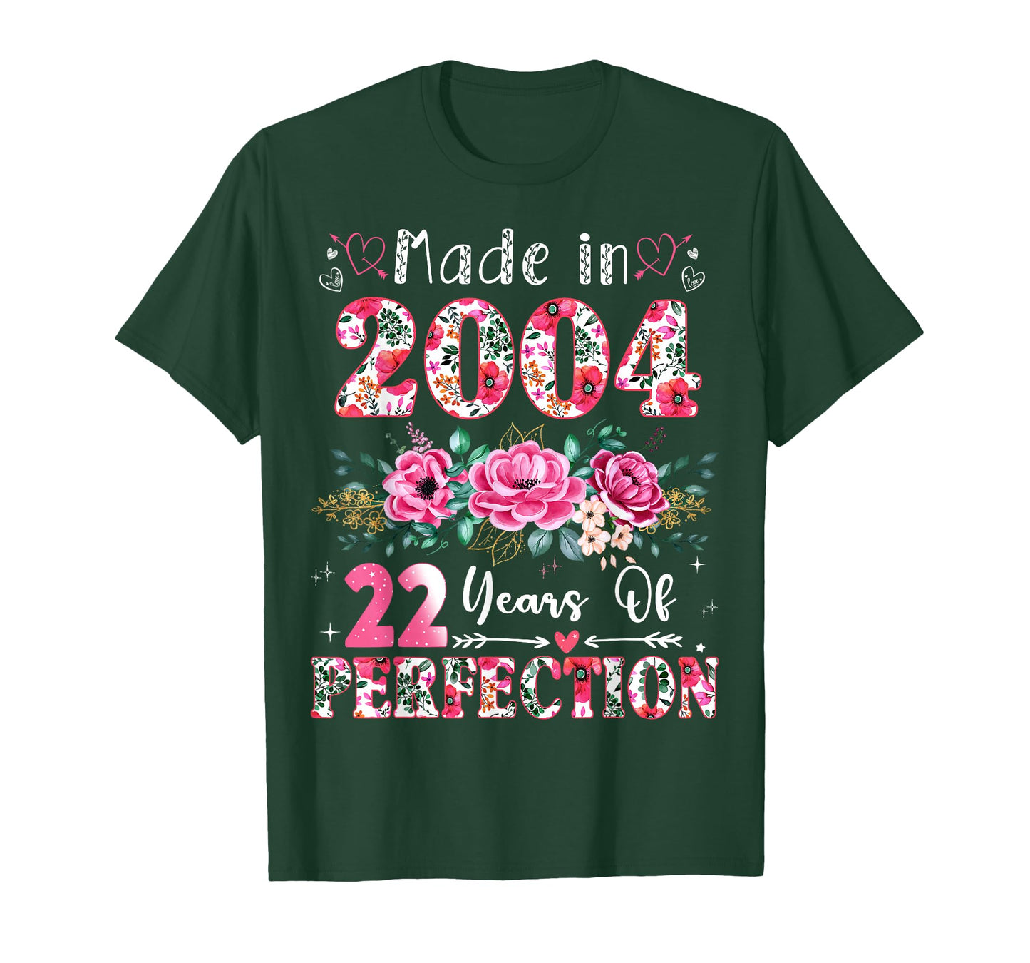 22 Year Old Made in 2004 Floral 22th Birthday Women T-Shirt