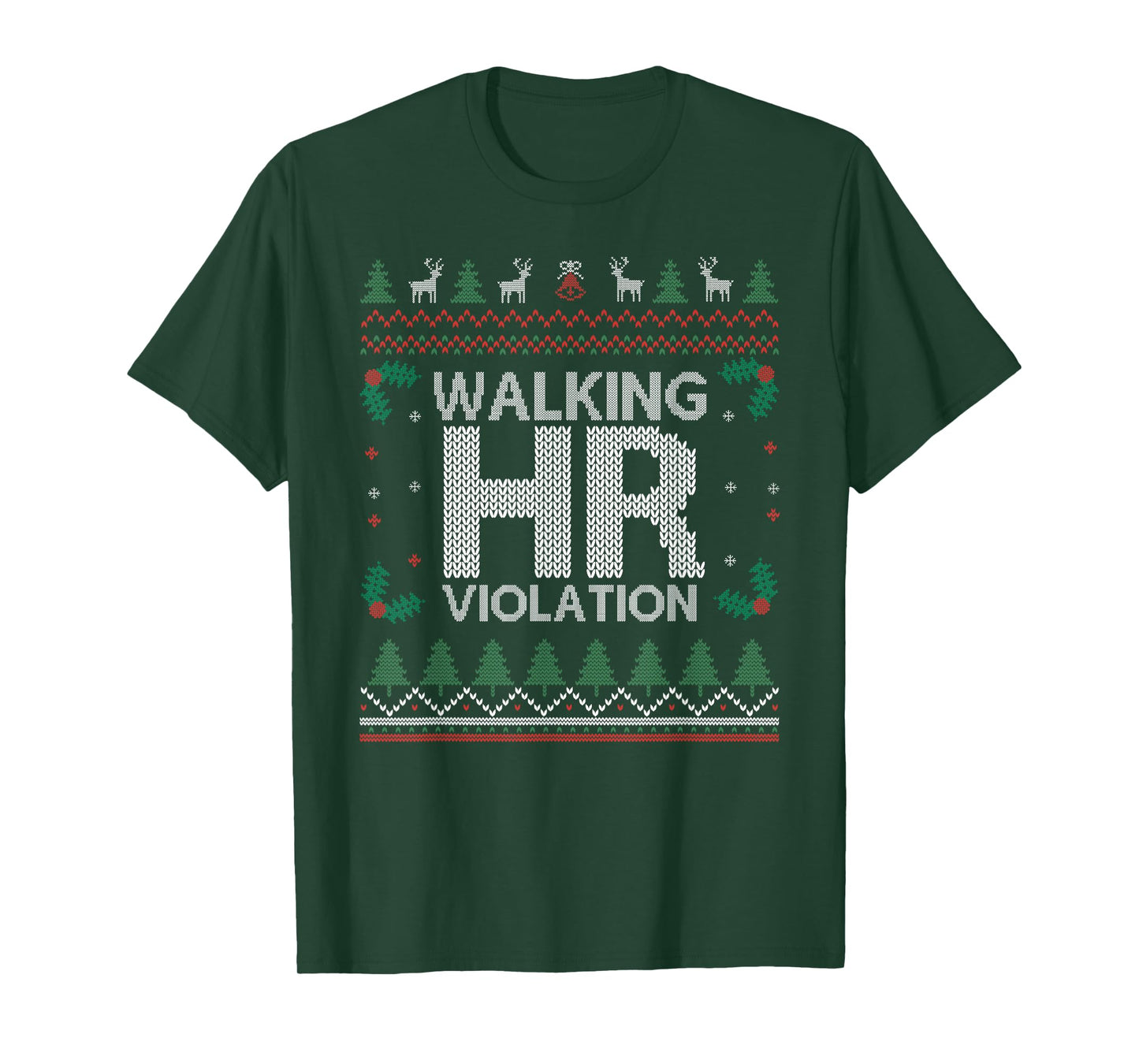 Office Ugly Christmas Funny Walking HR Violation Work Party T-Shirt