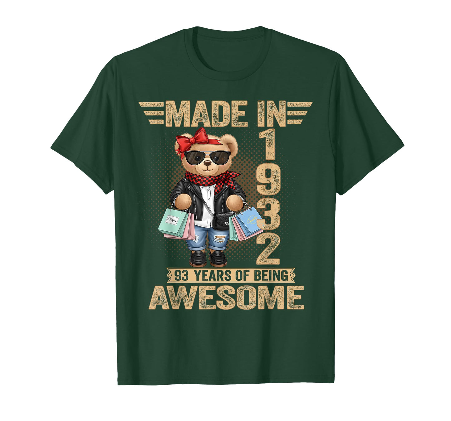 93 Year Old Made in 1932 Teddy Bear 93rd Birthday Women Men T-Shirt