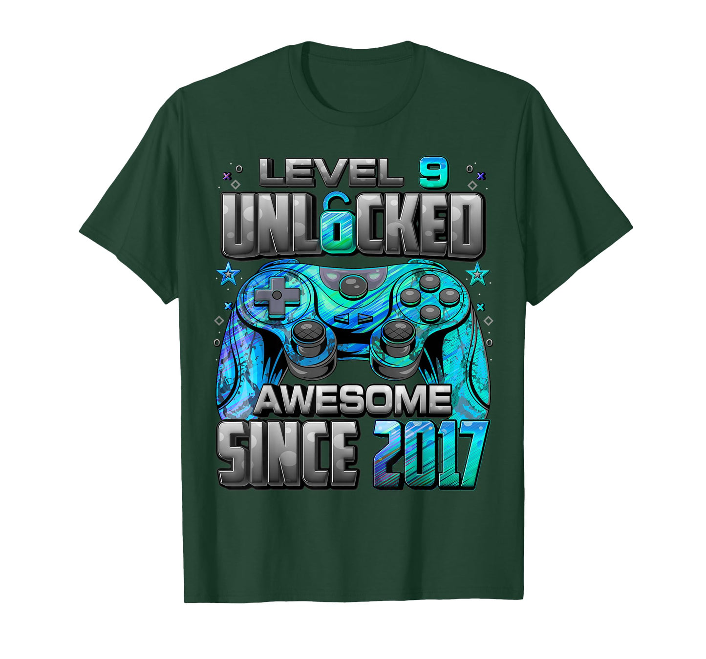 Level 9 Unlocked Awesome Since 2017 9th Birthday Gaming T-Shirt