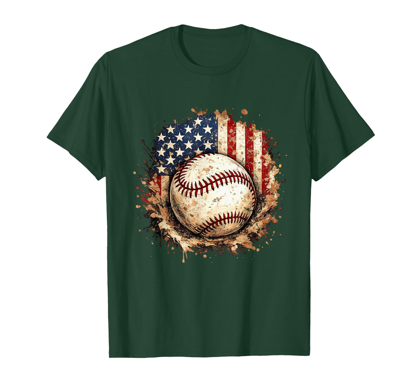 Patriotic Baseball American Flag Vintage T-Shirt