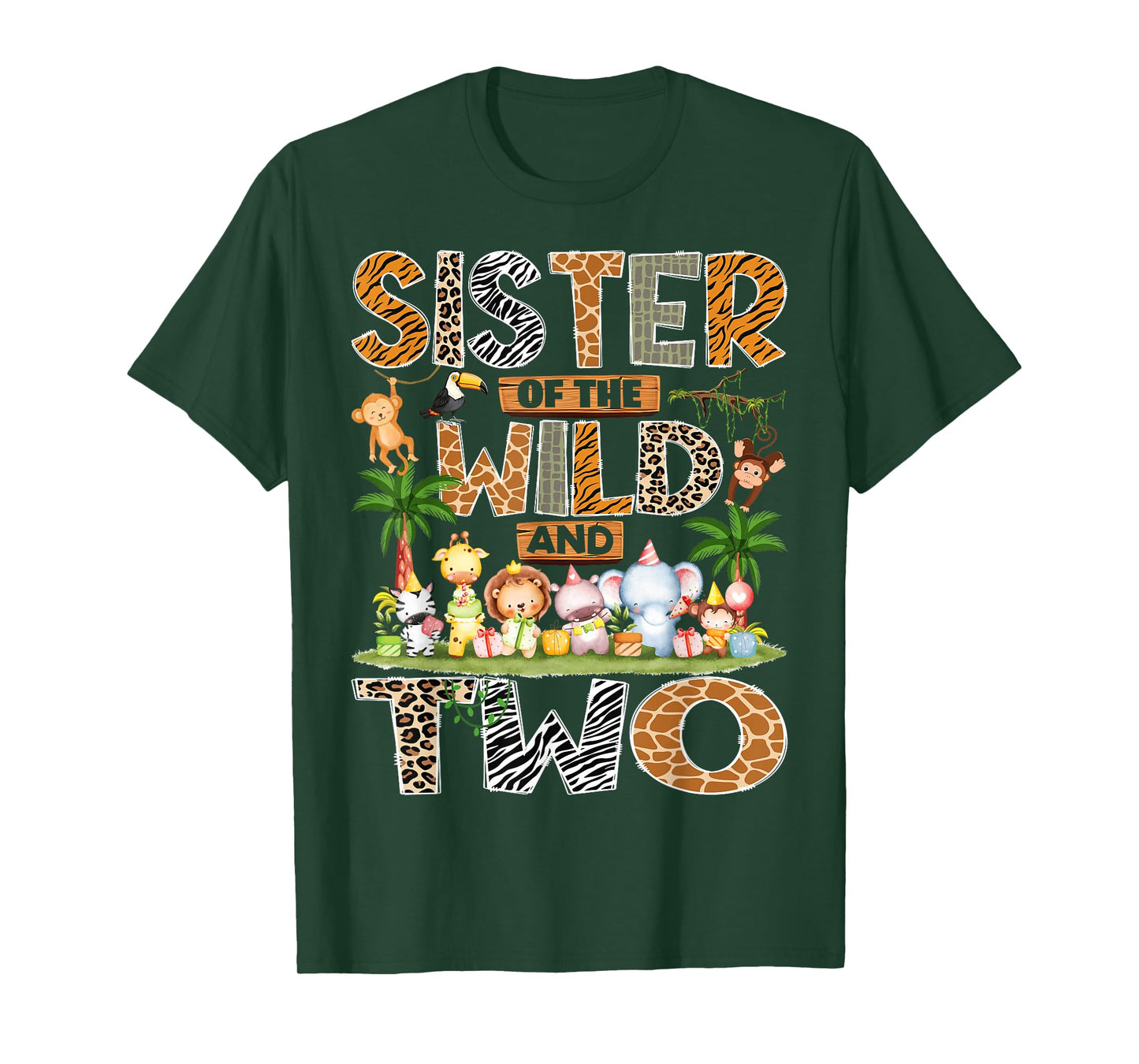 Sister of The Wild & Two 2nd Birthday Boy Safari Jungle T-Shirt