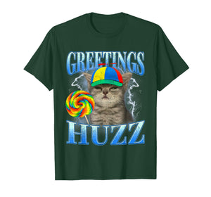 Lollipop Silly Cat Greetings Huzz Funny Kitten Meme Retro T-Shirt
