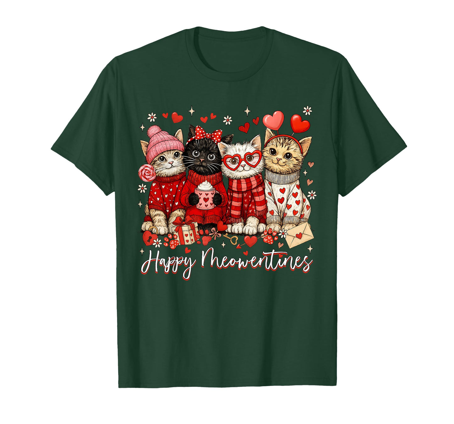 Happy Meowentines Cute Valentine Cat Lovers Girls Women Kid T-Shirt